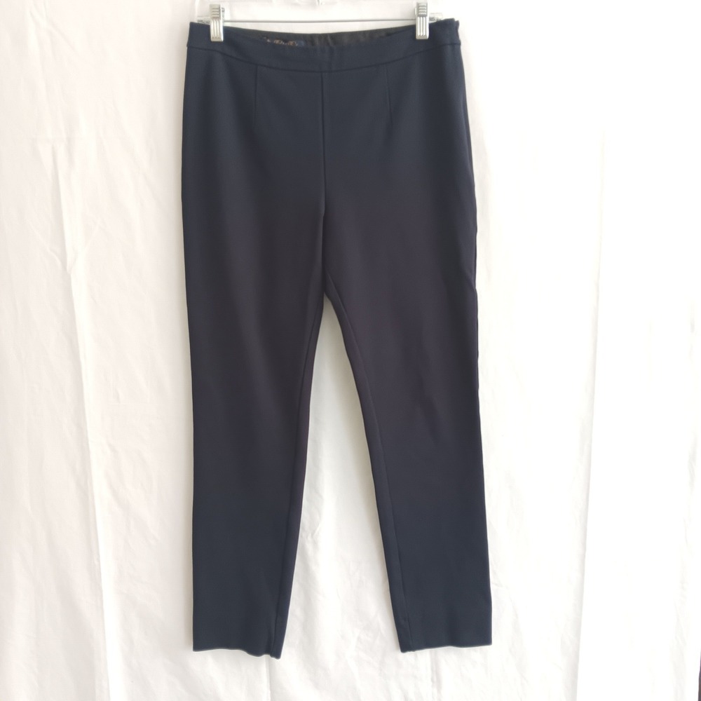 Brooks Brothers Trousers Womens 8 Navy Blue Side Zip Straight Leg Stretch